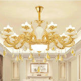 Vintage Kristall Hängekronleuchter Gold für Wohnzimmer