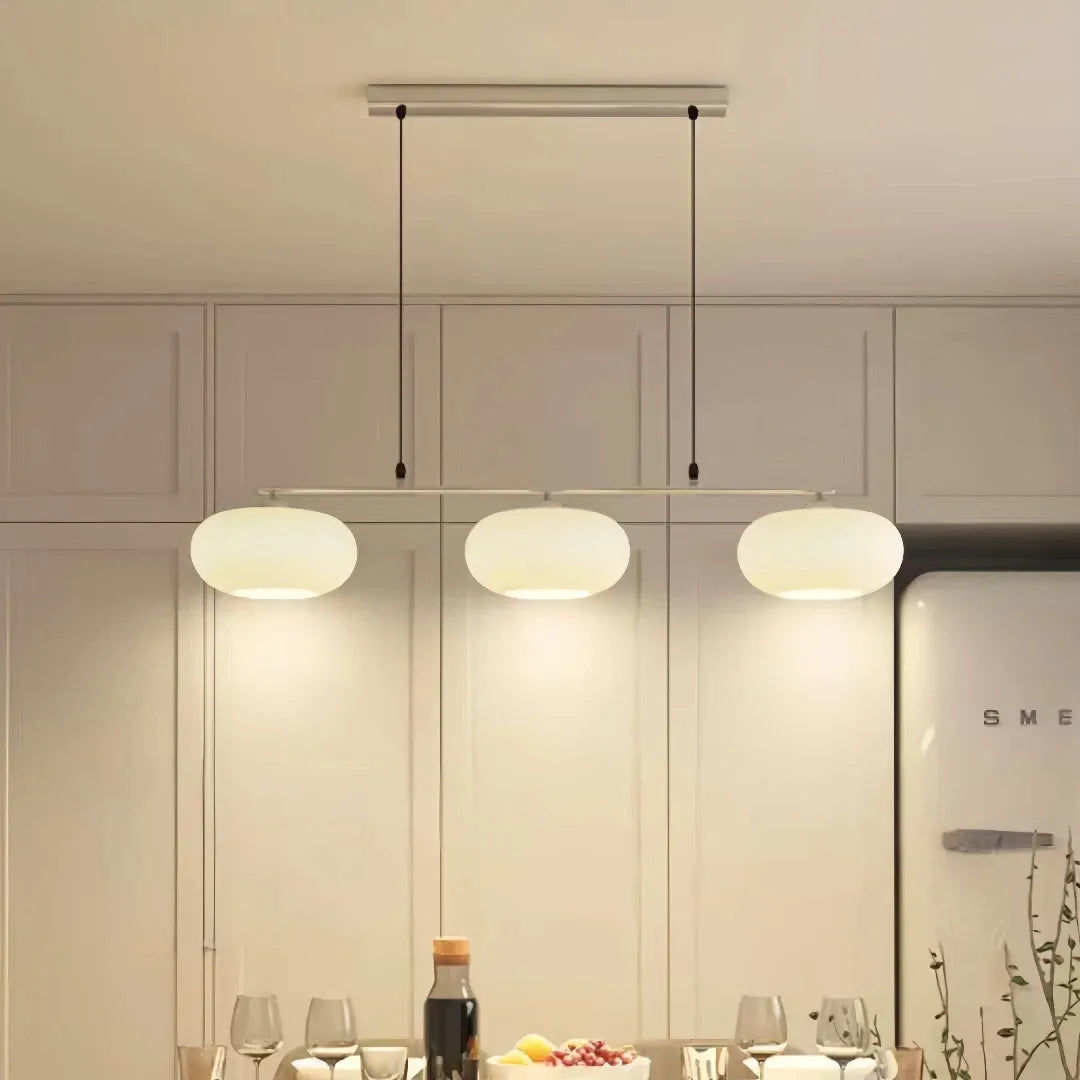 3-flammige LED Pendelleuchte aus Glas im japanischen Stil für das Esszimmer