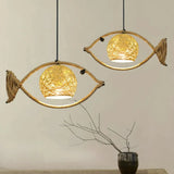 Boho Pendelleuchte aus Seil mit Fischmotiv für Esszimmer