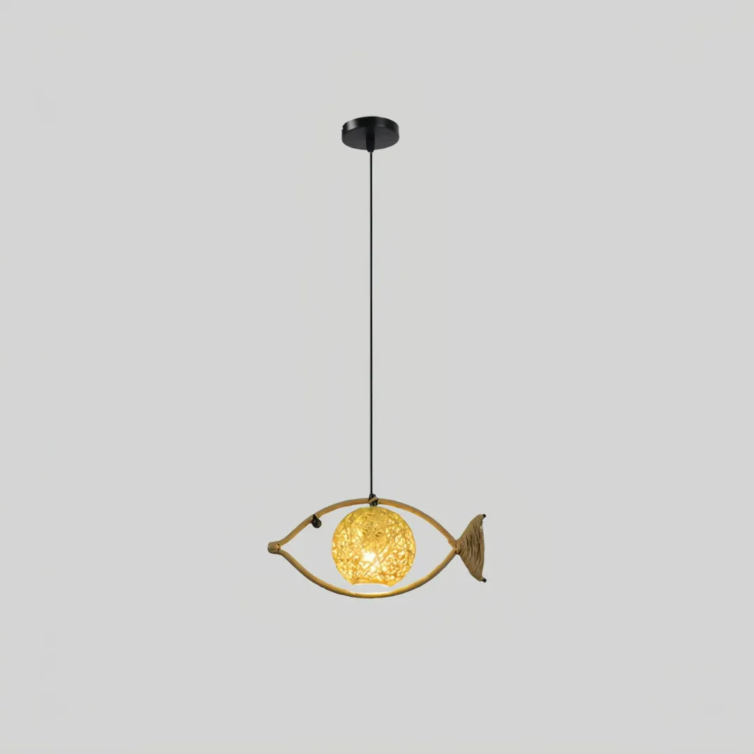 Boho Pendelleuchte aus Seil mit Fischmotiv für Esszimmer