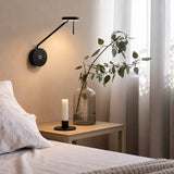 Moderne LED-Wandleuchte mit verstellbarem Kipparm für Schlafzimmer in Schwarz