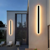 Außenwandleuchte flach mit Bewegungsmelder modern schwarz länglich