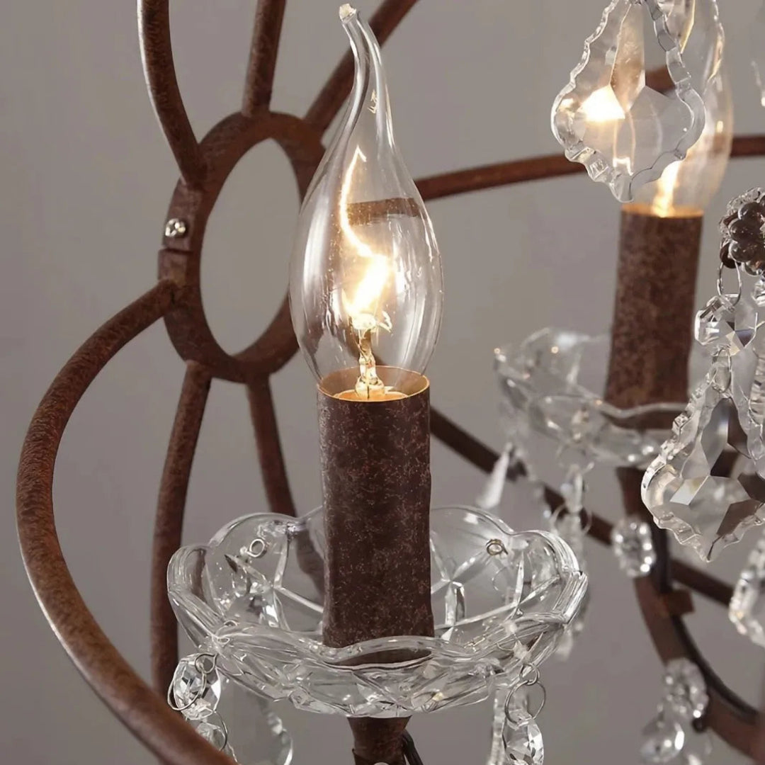Vintage-Kronleuchter mit Kristall, 4-flammig