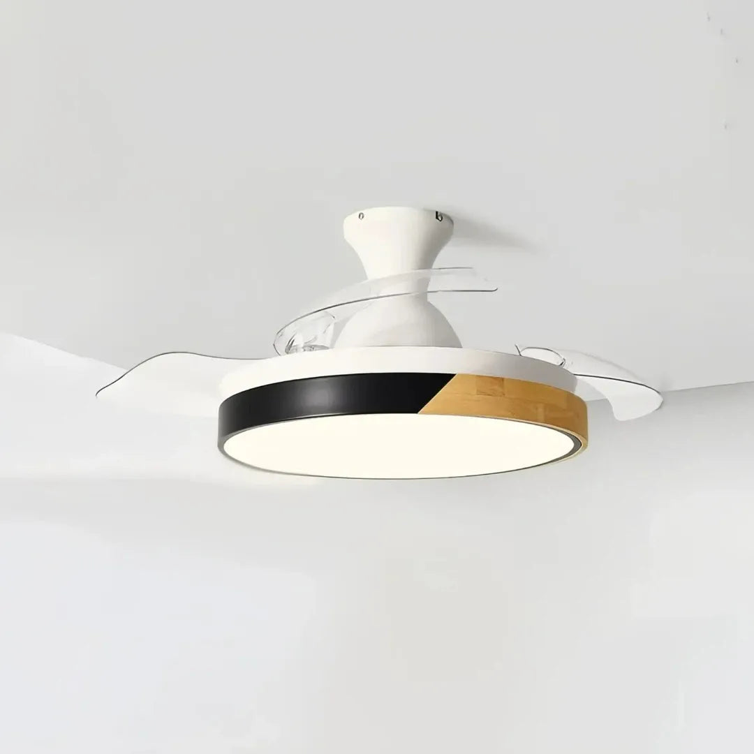 Leiser Deckenventilator mit LED-Licht und Fernbedienung im skandinavischen Design