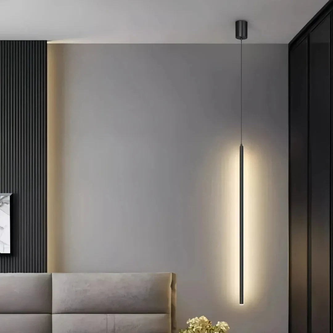 Moderne LED Hängeleuchte in Schwarz mit linearem Design