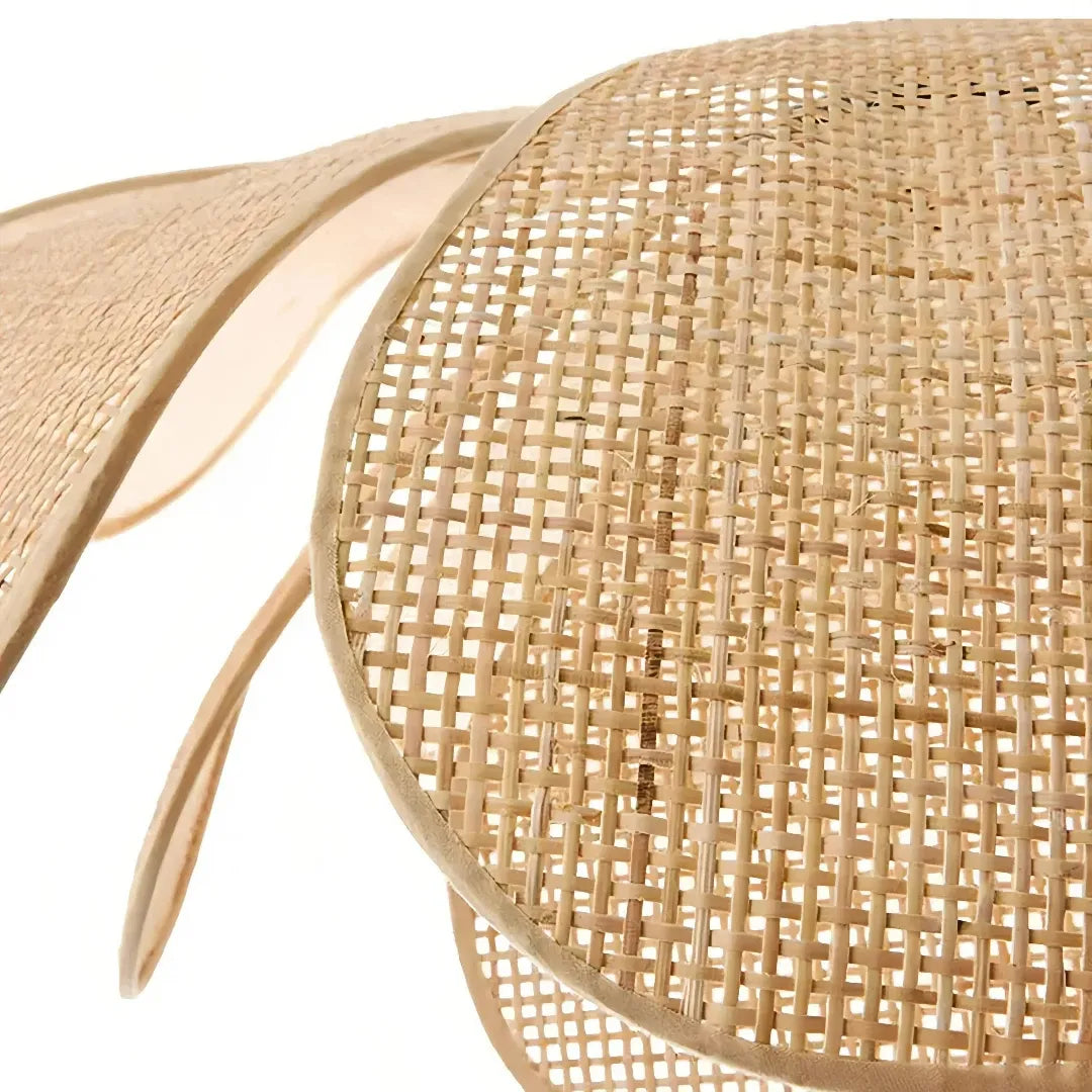 Detailaufnahme des geflochtenen Rattan-Lampenschirms