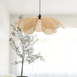 Handgeflochtene LED Pendelleuchte aus Rattan im skandinavischen Stil