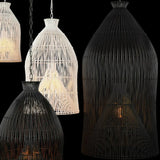 Boho Pendelleuchte aus Rattan im Vogelkäfig-Design für den Esstisch