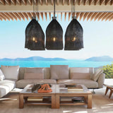 Boho Pendelleuchte aus Rattan im Vogelkäfig-Design für den Esstisch
