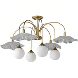 Designer-Kronleuchter Gold im modernen Stil mit Glasschirmen für Wohnzimmer
