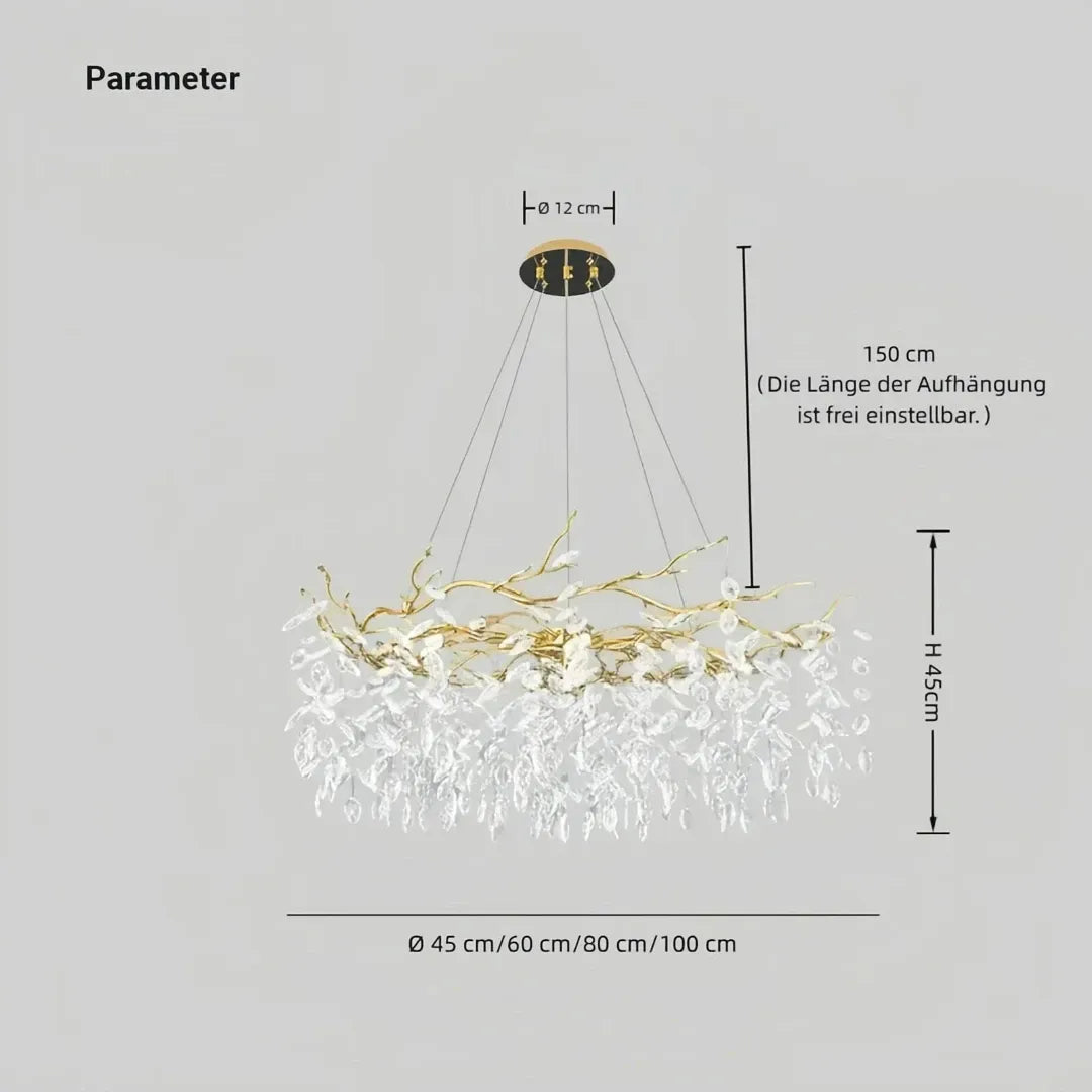 Luxuriöser Kronleuchter Gold mit moderner LED-Beleuchtung