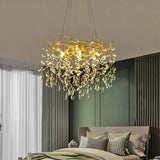 Dimmbarer Kristall Kronleuchter in Gold für Esszimmer