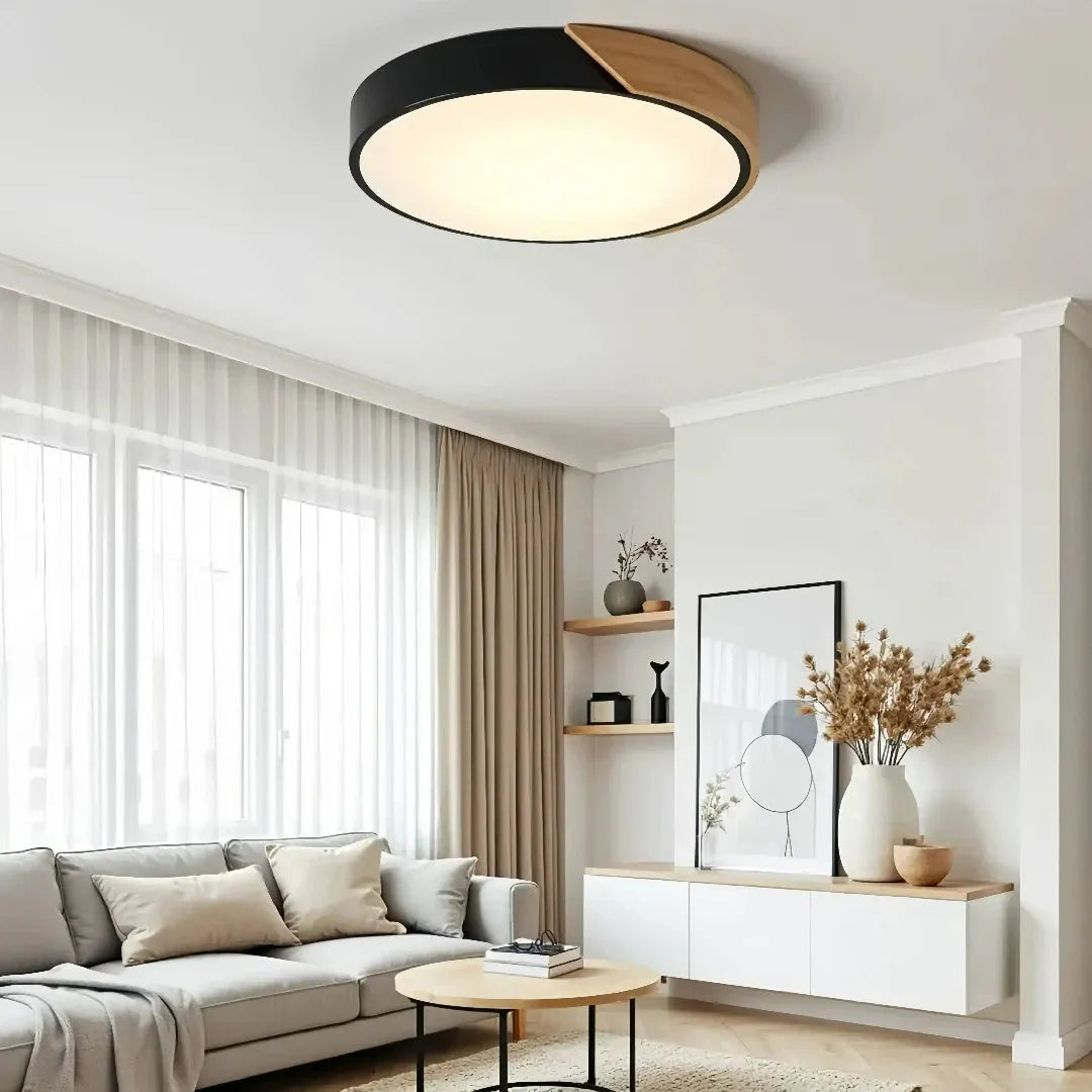 Skandinavische runde Deckenleuchte für das Schlafzimmer, dimmbar