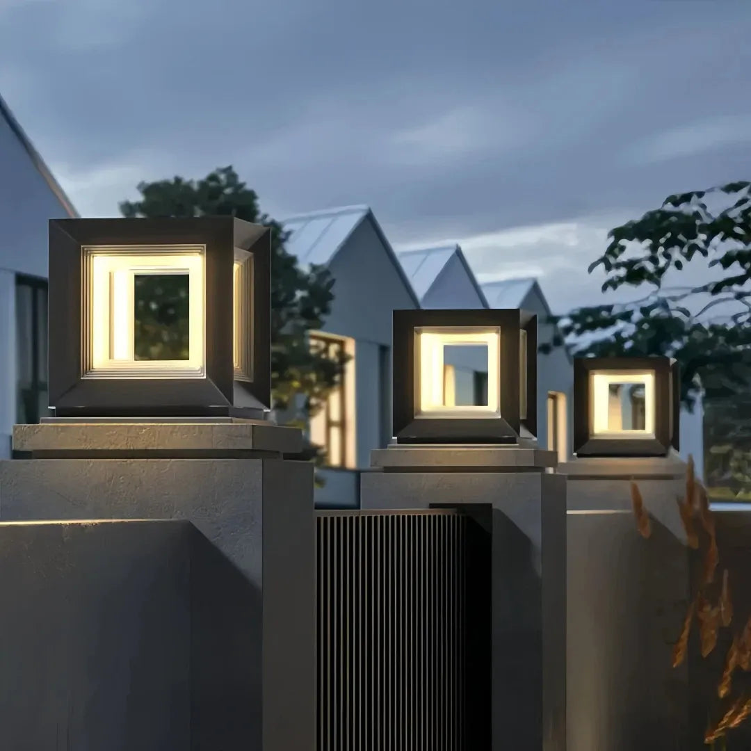 Eckige LED-Solar Sockelleuchte Anthrazit für Terrasse & Garten