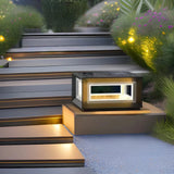 Eckige LED-Solar Sockelleuchte Anthrazit für Terrasse & Garten