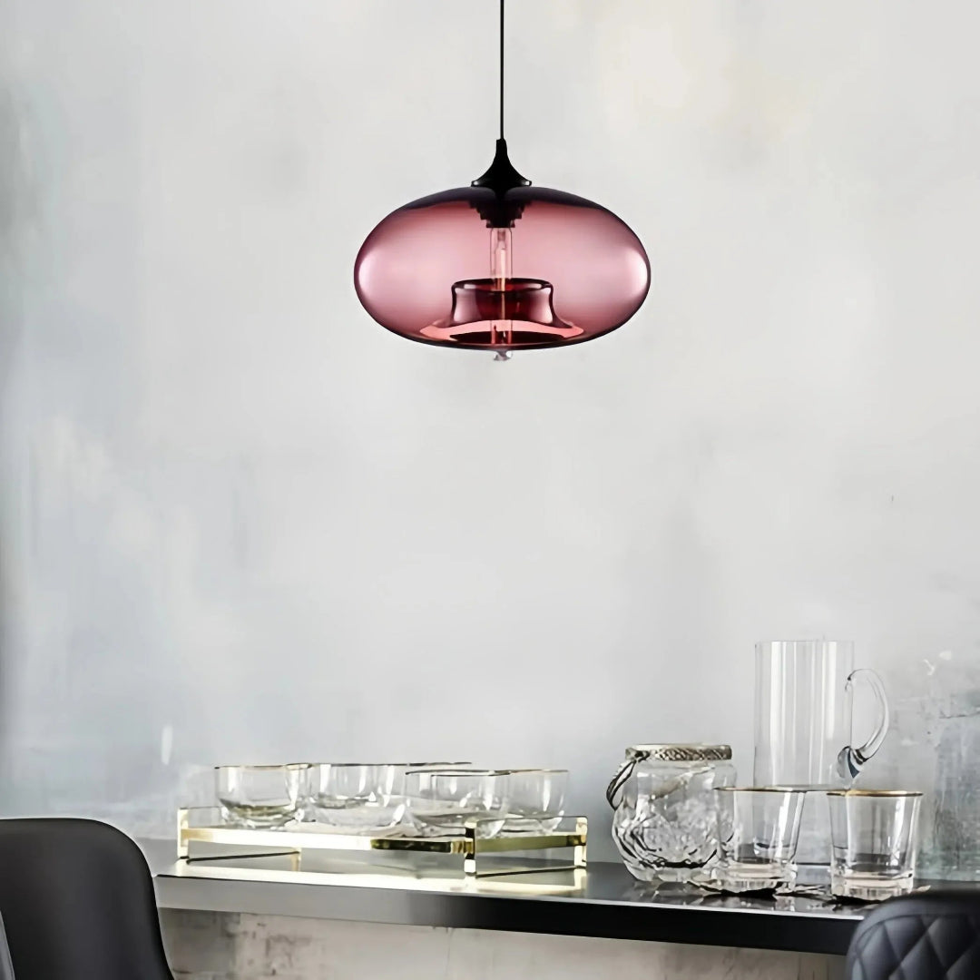 Einflammige Glas-Pendelleuchte im Mid-Century-Stil fürs Esszimmer