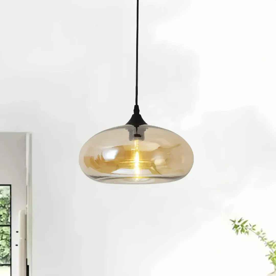 Einflammige Glas-Pendelleuchte im Mid-Century-Stil fürs Esszimmer