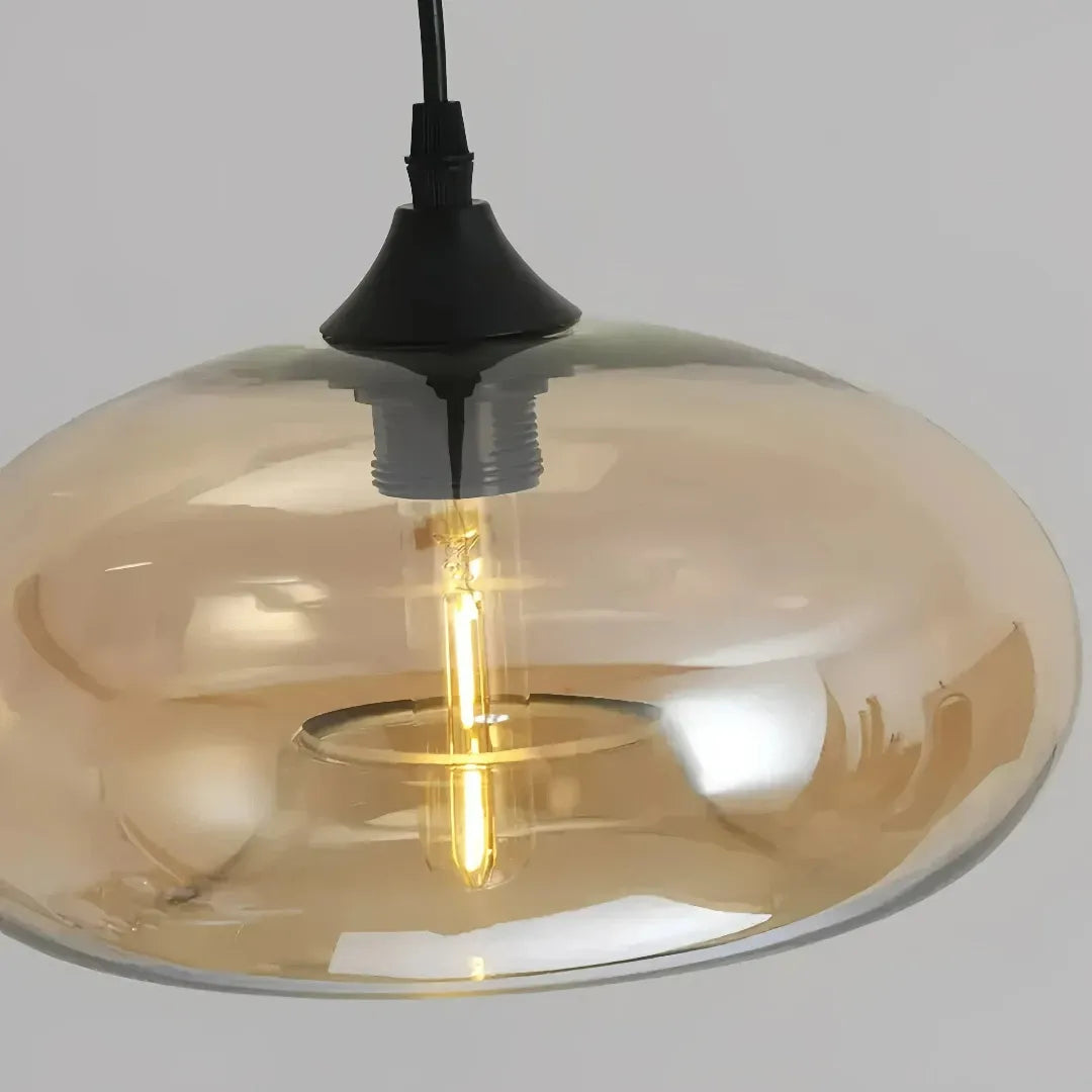 Einflammige Glas-Pendelleuchte im Mid-Century-Stil fürs Esszimmer