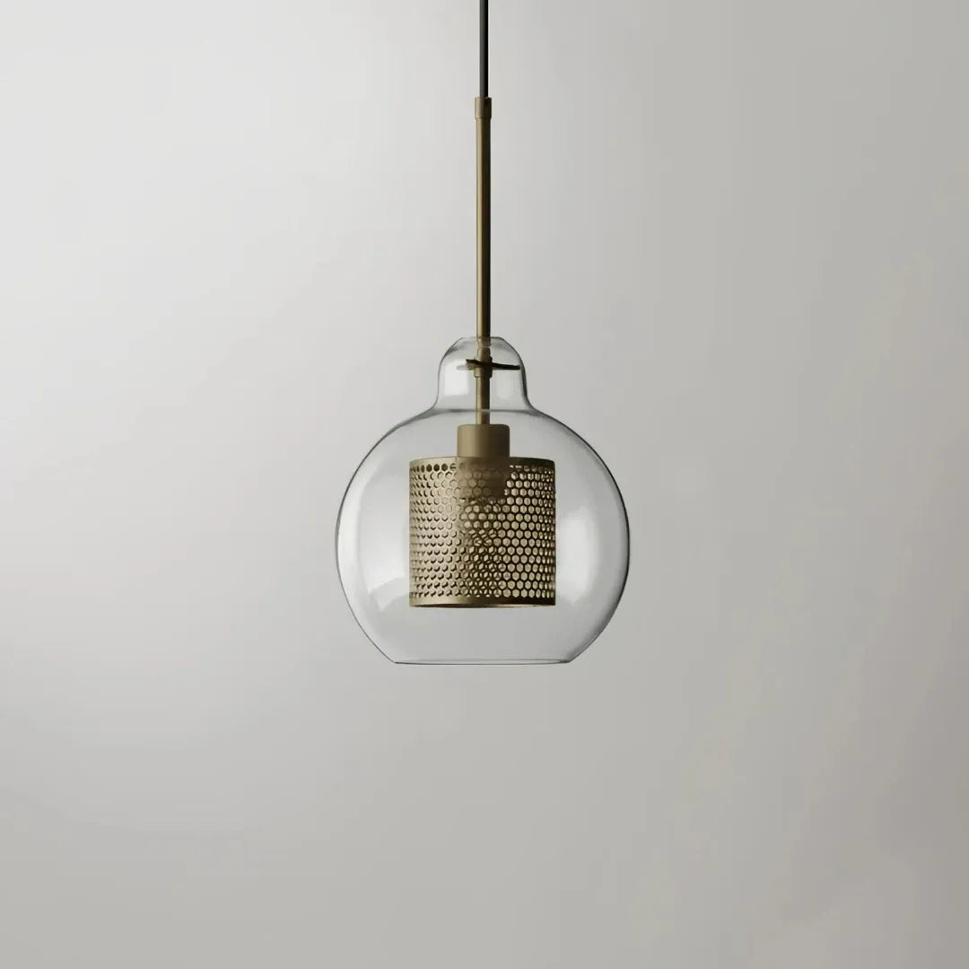 Einflammige Pendelleuchte aus Glas und Metall für das Esszimmer