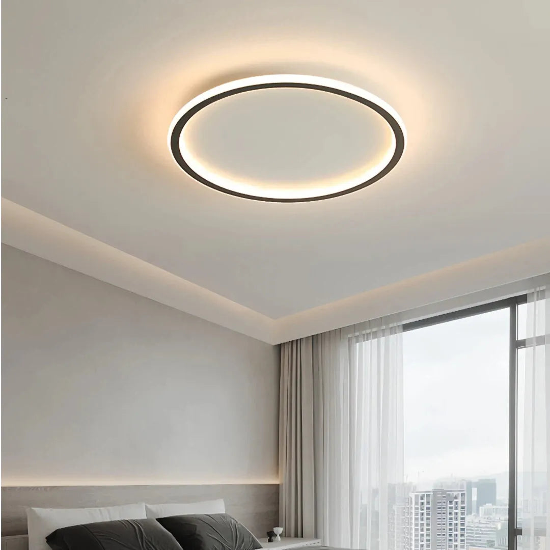 Flache runde Deckenleuchte modern dimmbar ideal fürs Schlafzimmer