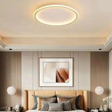 Runde flache Deckenleuchte in Gold für Schlafzimmer