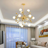 Goldener Sputnik-Kronleuchter mit LED für Esszimmer, Modern