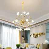 Goldener Sputnik-Kronleuchter mit LED für Esszimmer, Modern