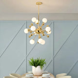 Goldener Sputnik-Kronleuchter mit LED für Esszimmer, Modern