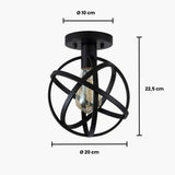 Industrial Deckenleuchte aus schwarzem Metall, kugelförmiges Design, für Flur