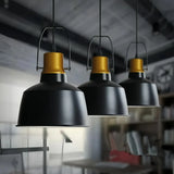 Industrial Pendelleuchte Schwarz-Gold aus Metall für Esszimmer