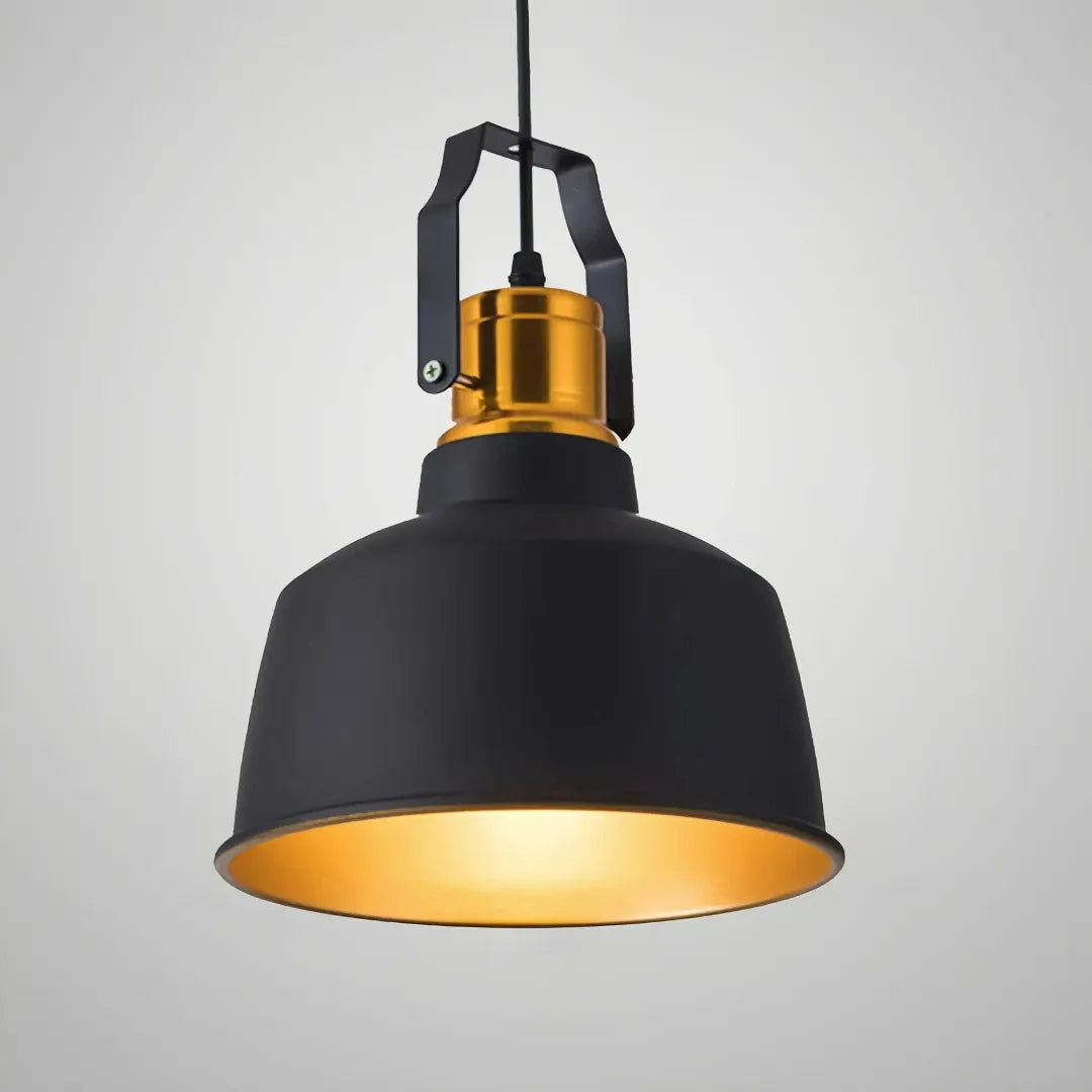 Industrial Pendelleuchte Schwarz-Gold aus Metall für Esszimmer