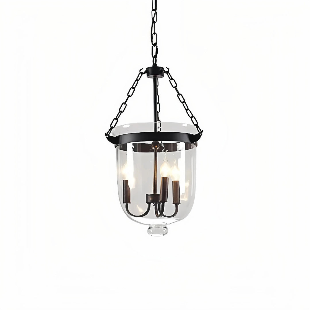Industrial Pendelleuchte aus Glas und Metall, Schwarz, für Esszimmer