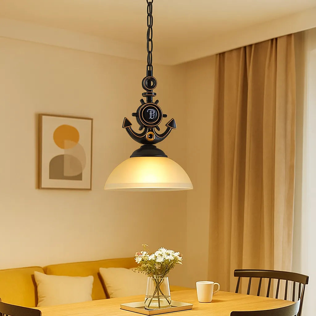 Landhaus Pendelleuchte aus Glas für Esszimmer