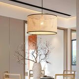 Rattan Pendelleuchte im japanischen Stil für Esszimmer