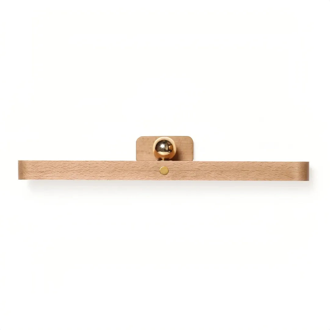 Frontansicht der Holz-Wandleuchte mit Wandhalterung
