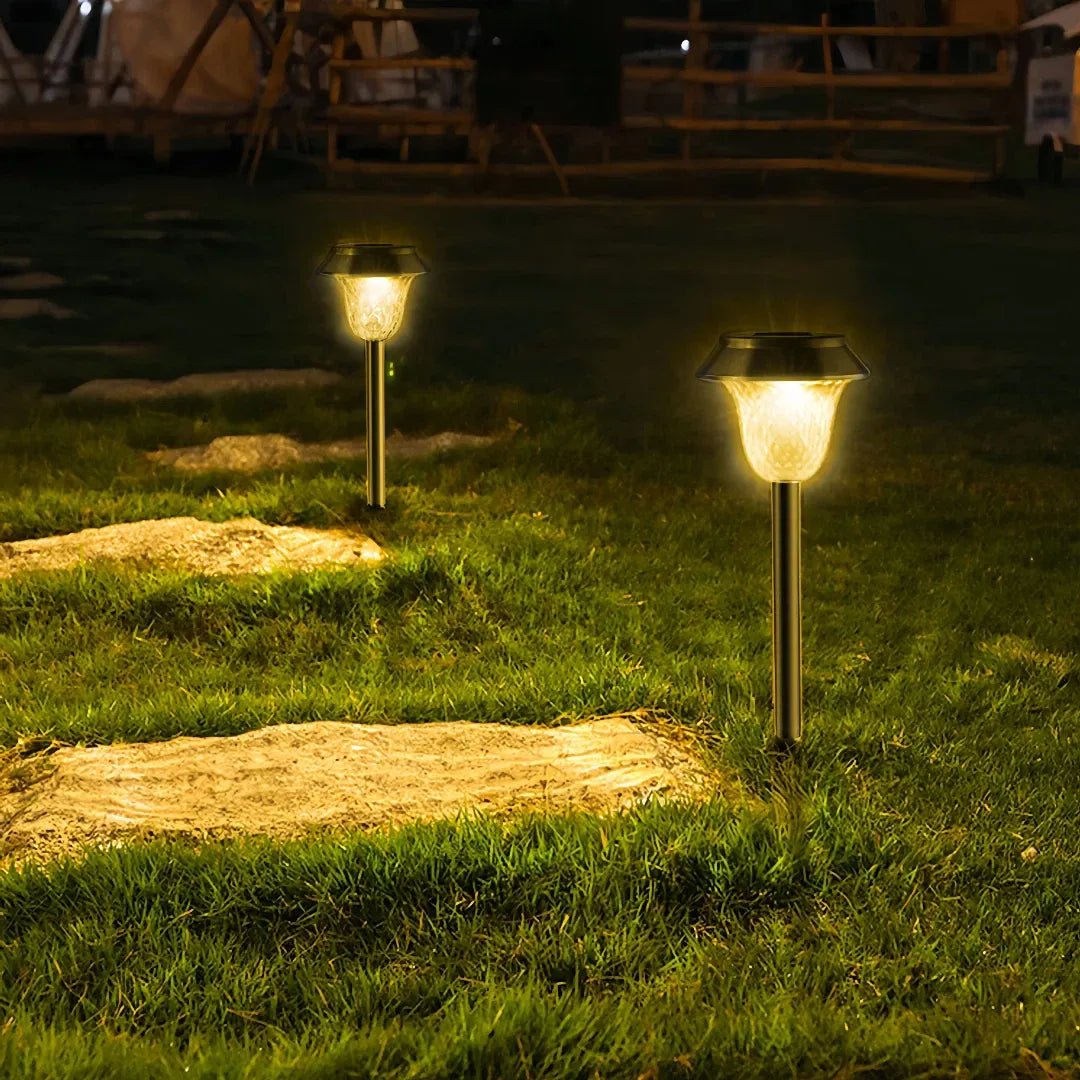 LED-Solar-Erdspießleuchte für den Garten, Edelstahl, IP65