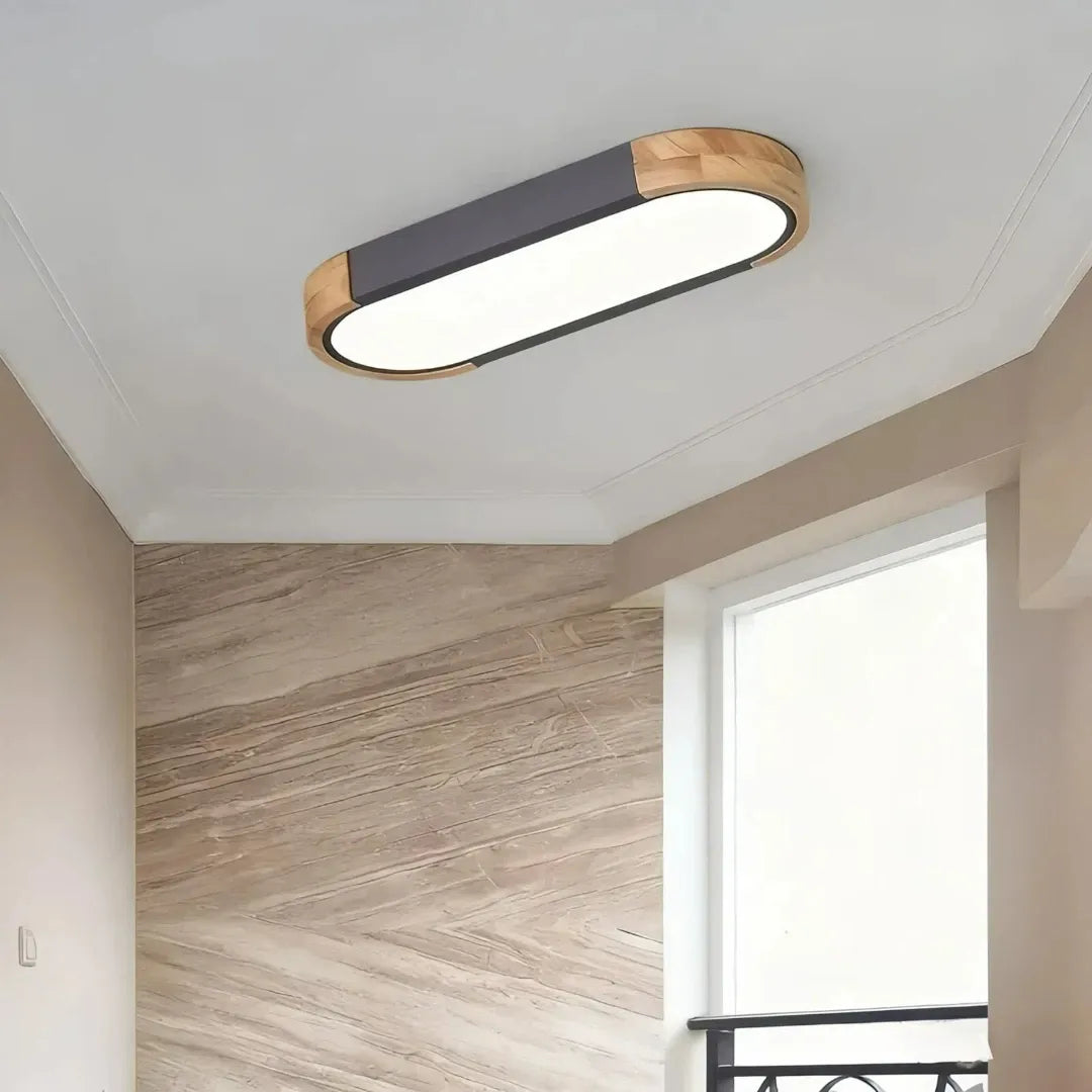 LED-Deckenleuchte oval – skandinavisch, dimmbar, aus Holz