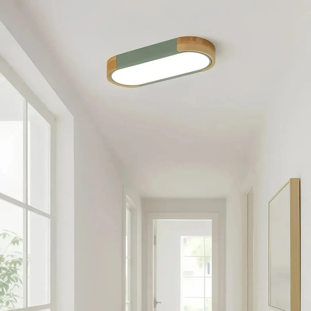 LED-Deckenleuchte oval – skandinavisch, dimmbar, aus Holz