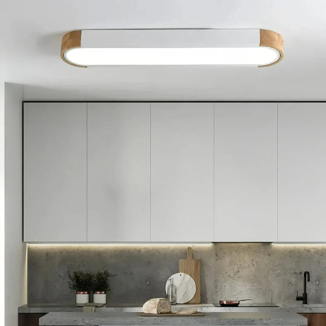 LED-Deckenleuchte oval – skandinavisch, dimmbar, aus Holz