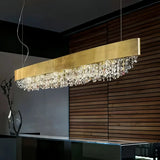 LED Kristall Pendelleuchte dimmbar, längliches Design, für das Esszimmer