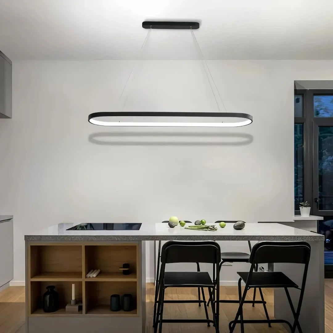 LED Pendelleuchte für den Esstisch oval modern dimmbar aus Metall