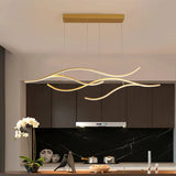 Goldene zweiflammige LED-Pendelleuchte in Wellenform