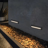 LED Außen-Wandeinbauleuchte in Schwarz, rechteckig, IP65