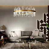 LED Kristall-Pendelleuchte Goldring für Esszimmer – Modernes Design