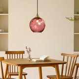LED-Pendelleuchte mit bunter Glaskugel modern fürs Esszimmer