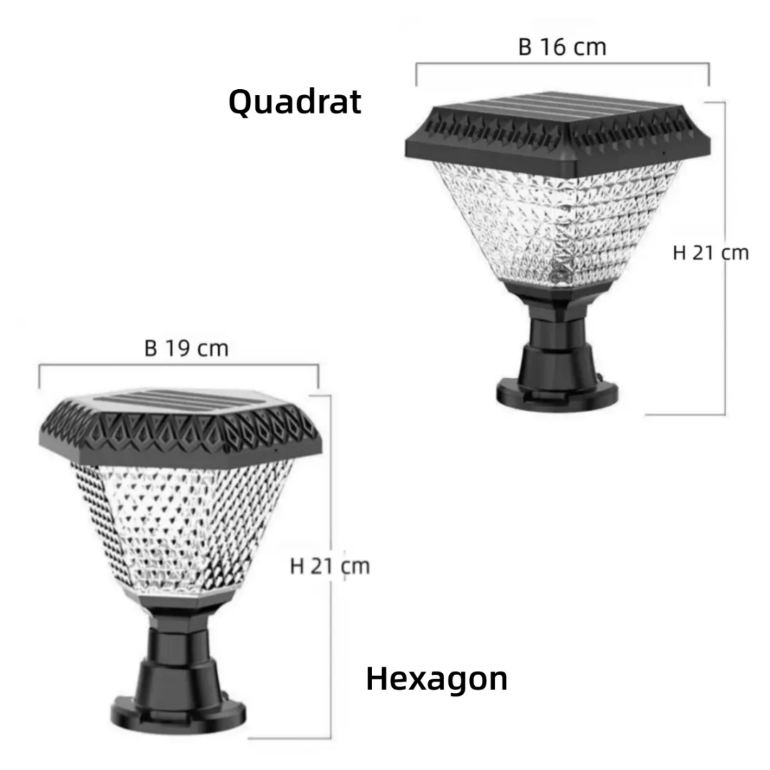 Schwarze Solarleuchte mit integriertem Solarpanel