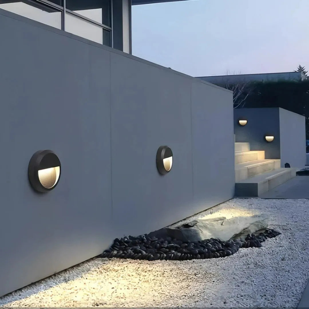 Runde LED Wandeinbauleuchte für Hauswand und Eingangsbereich