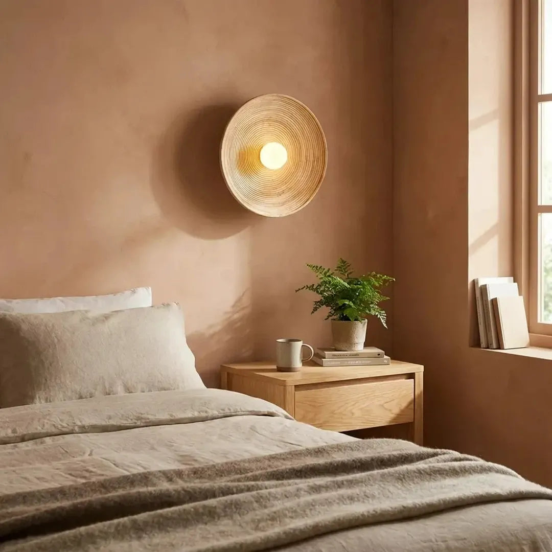 LED Wandleuchte Innen, Rund, Japanischer Stil fürs Schlafzimmer