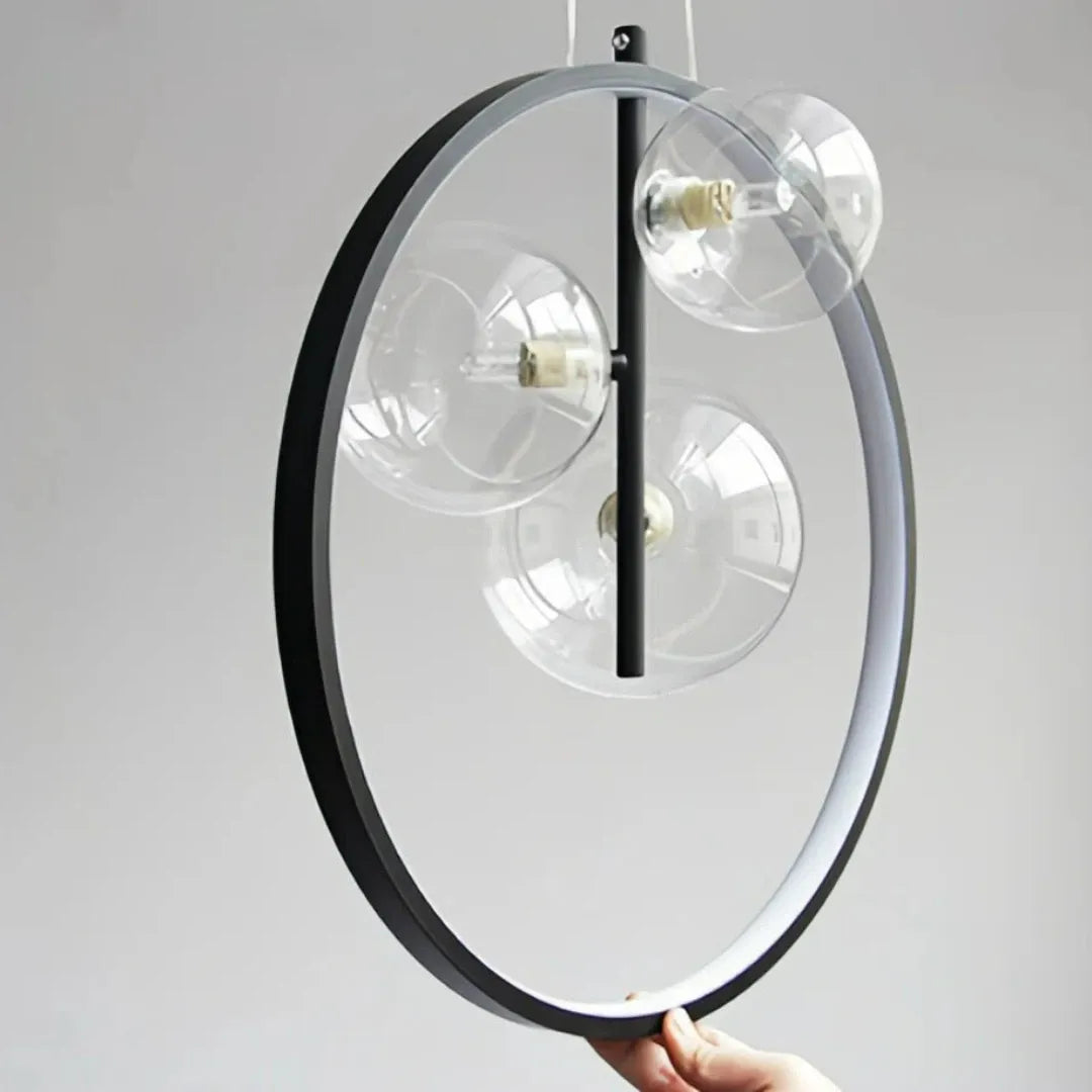 Schwarze Glas-Pendelleuchte mit höhenverstellbarer Aufhängung