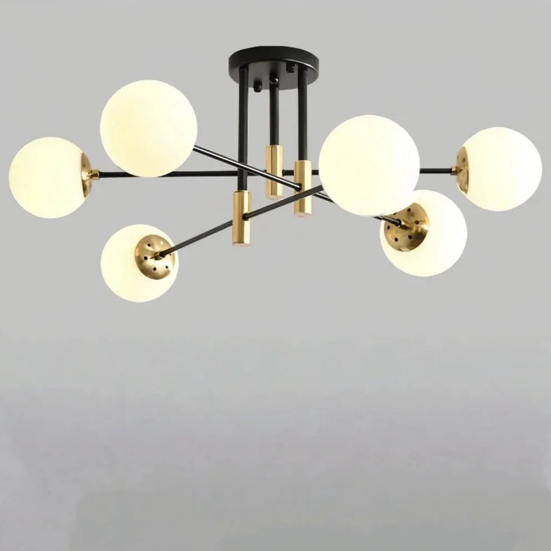 6-flammige Ausführung der Glas-Deckenleuchte